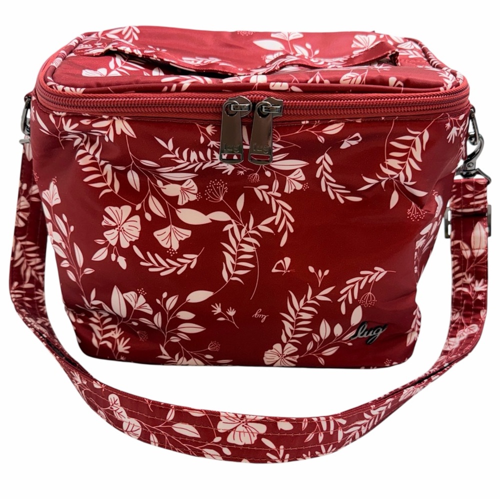 Lug Nibble Red & White Floral Lunchbox Cooler Insulated Travel Bag NWOT